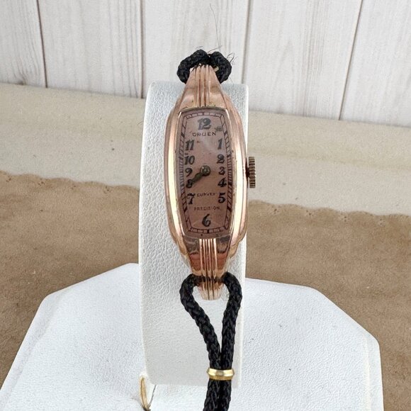 Gruen Curvex Precision Swiss Movement 17 Jewels 10 Karat Rose Gold Filled - Picture 4 of 11